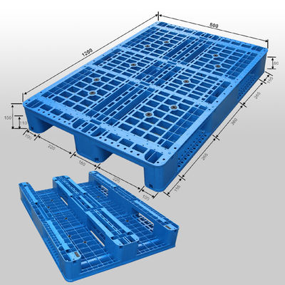 Dynamic Load 1.5T HUADING 1210 Size Blow Molding Plastic Pallet for Industrial Packaging